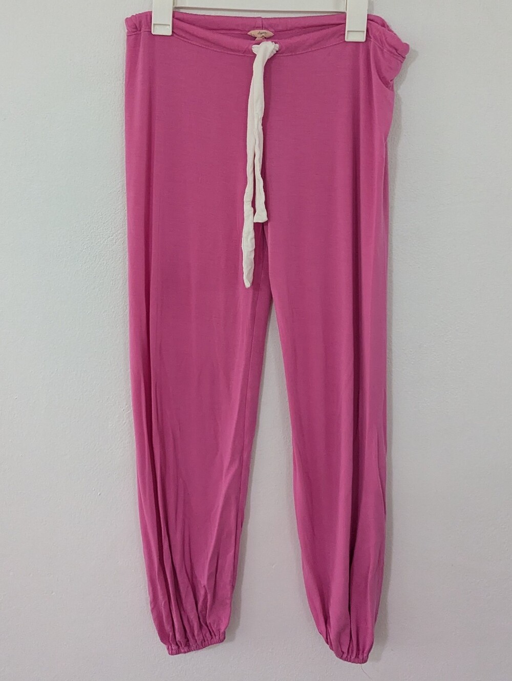 Eberjey Gisele Slouchy Pajama Pants Elastic Waist Contrast Pink White Small S